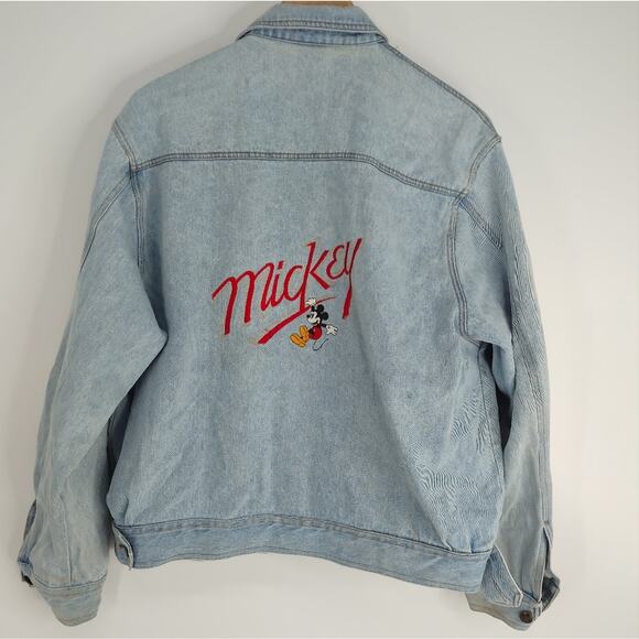 Mickey Disney Vintage Light Wash Jean Jacket Embroidered Y2K Size Medium - Picture 6 of 8